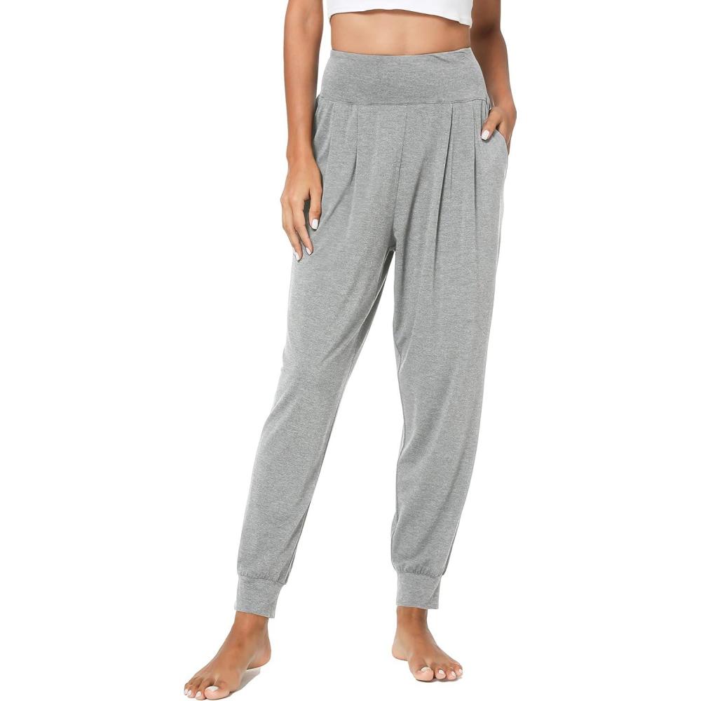 imageGYS Women Pajama Pants Bamboo Viscose HighWaist Soft Sleep Bottoms with PocketsHeather Grey