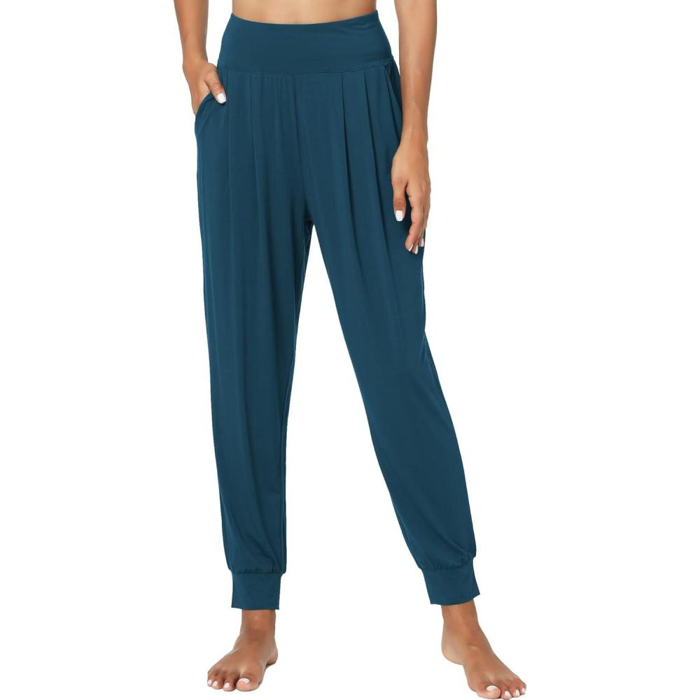 imageGYS Women Pajama Pants Bamboo Viscose HighWaist Soft Sleep Bottoms with PocketsLake Blue