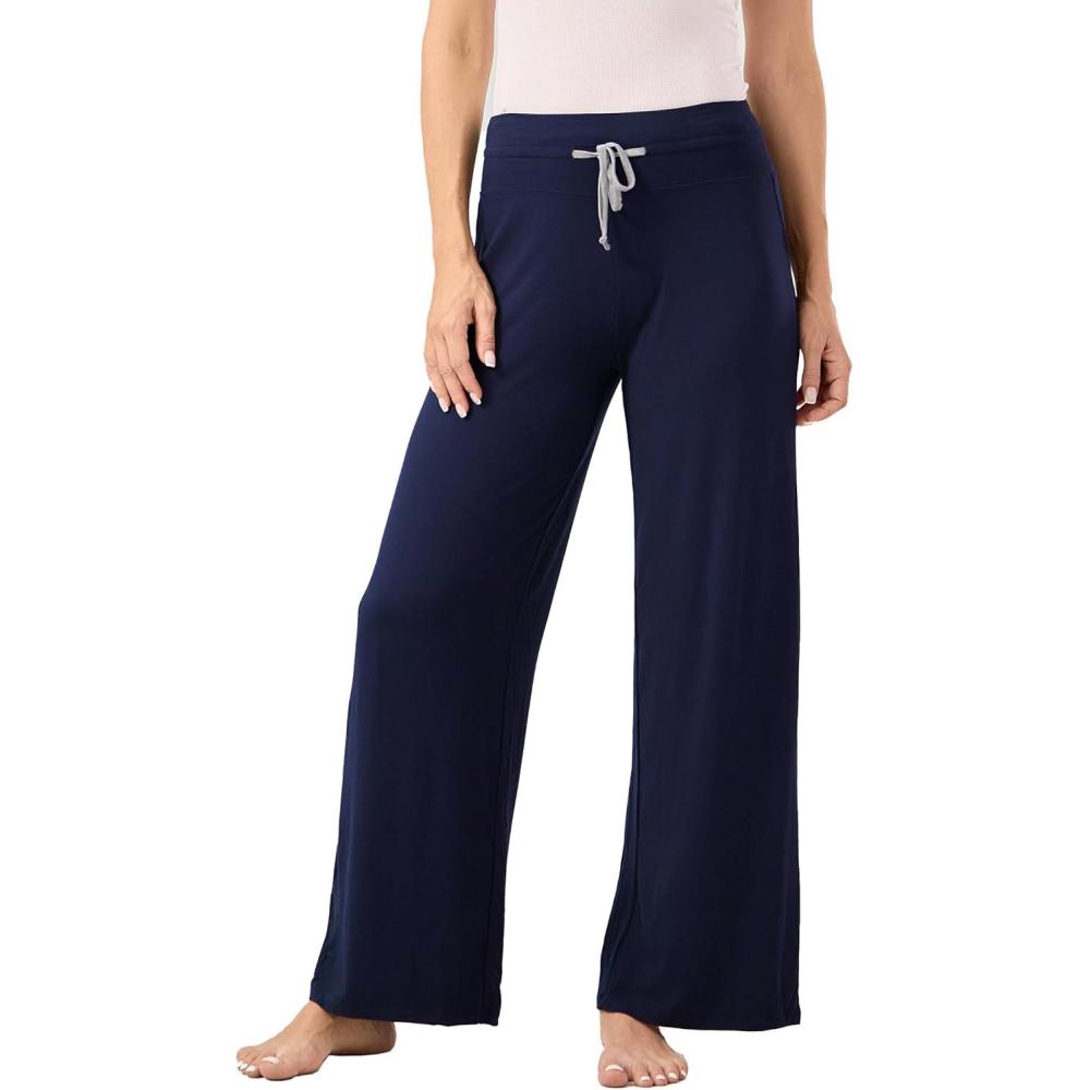 imageGYS Women Pajama Pants Wide Leg Drawstring Soft Sleep Pants Viscose Made from BambooNavy