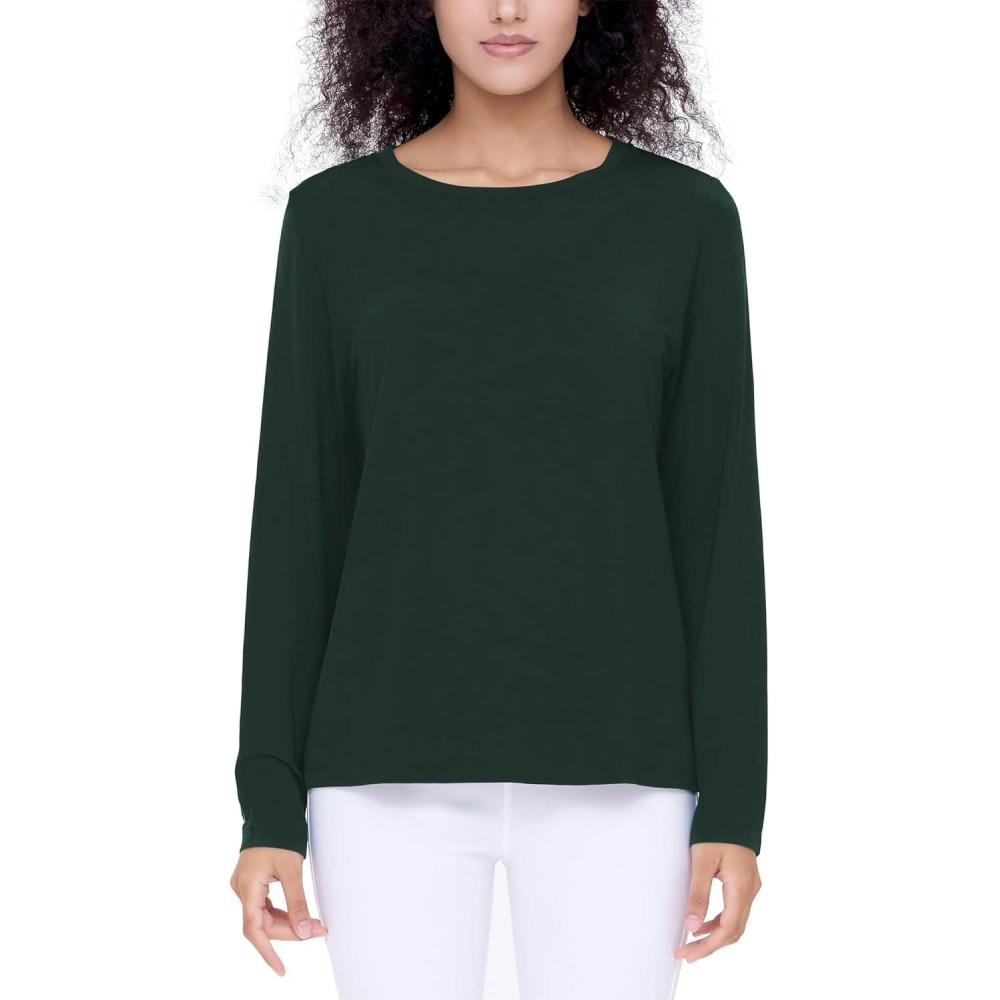 imageGYS Womens Long Sleeve Tops Soft Bamboo Viscose Pajama TopsB Green