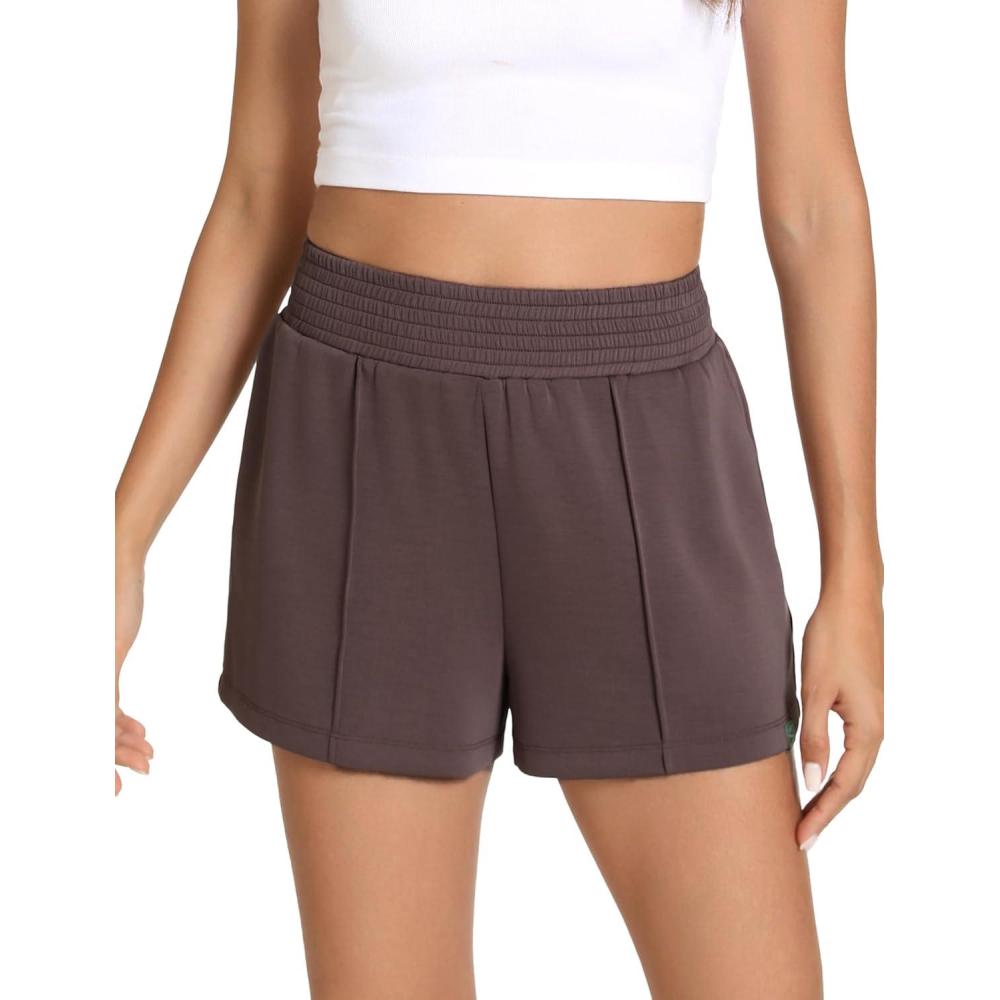 imageGYS Womens Pajama Shorts Comfy Summer Lounge Shorts with PocketsBrown