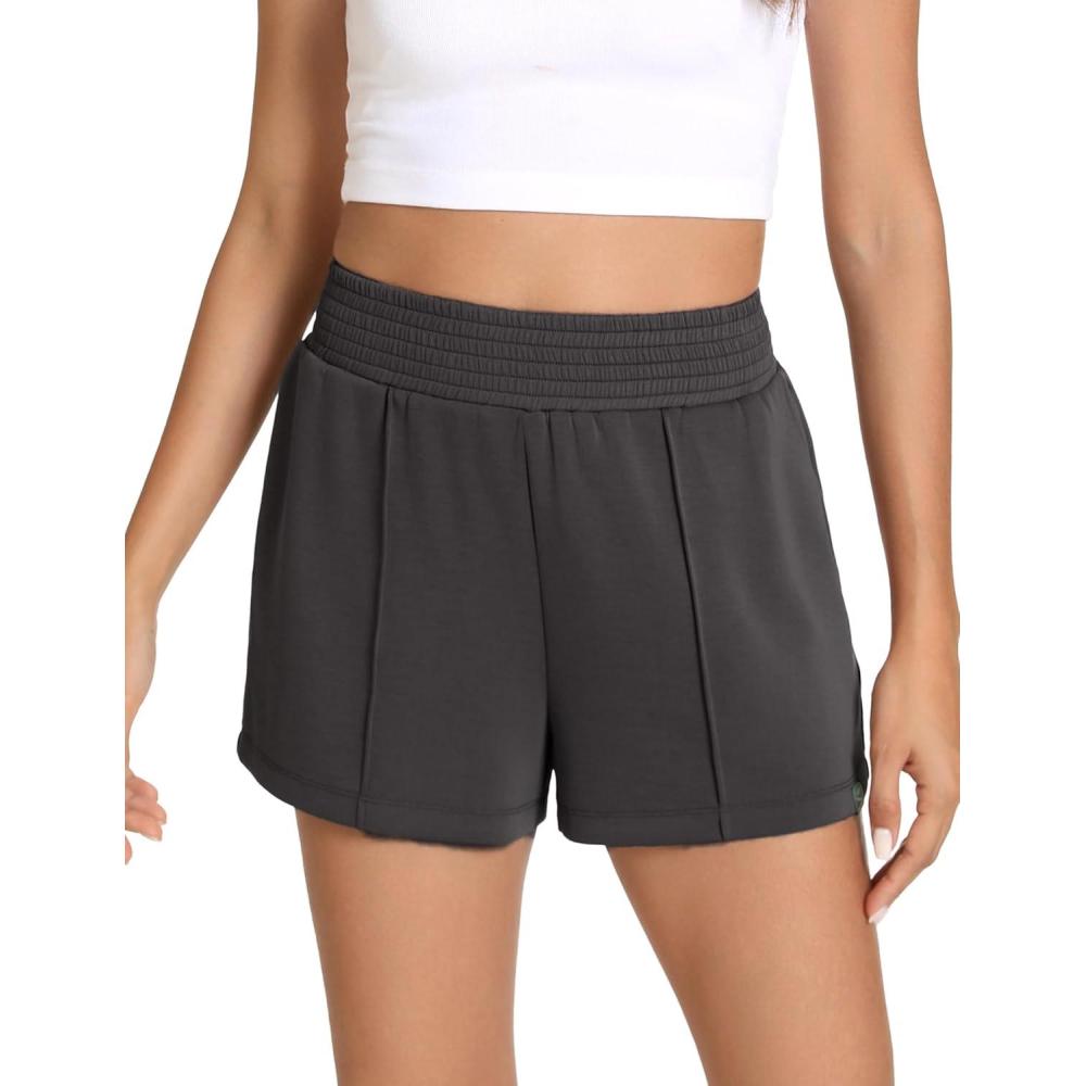 imageGYS Womens Pajama Shorts Comfy Summer Lounge Shorts with PocketsDark Grey