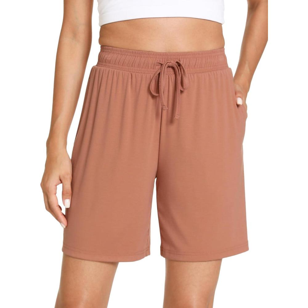 imageGYS Womens Pajama Shorts Soft Comfy Summer Lounge Sleep Bottoms with Drawstring and PocketsBlush Pink