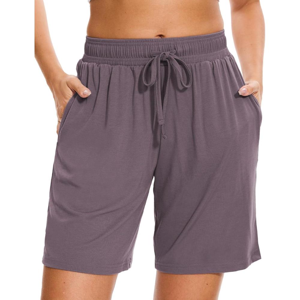 imageGYS Womens Pajama Shorts Soft Comfy Summer Lounge Sleep Bottoms with Drawstring and PocketsPurplish Grey