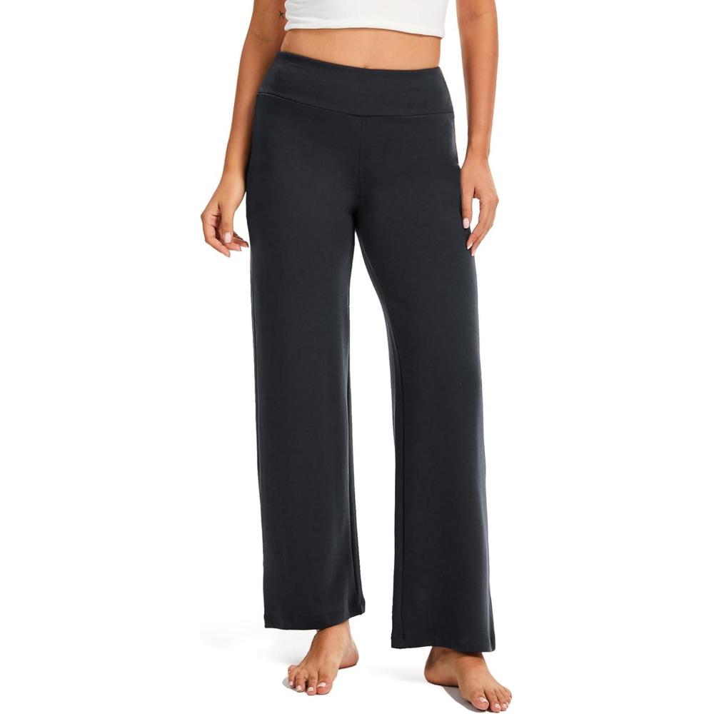 imageGYS Womens Sweatpants High Waisted Straight Leg Yoga Pants Open Bottom Sweatpants CloudSoft Breathable Stretchy Lounge PantsDark Grey