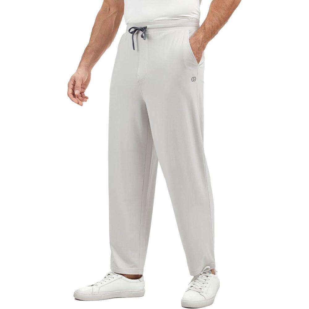 imageMens Bamboo Viscose Pajama Pants UltraSoft Breathable and Cooling Sleep Bottoms with StretchLight Grey