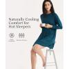 Bamboo Viscose Nightgowns for Women Long Sleeve Crew Neck Soft Sleepwear(Ink Blue)