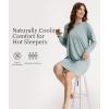 Bamboo Viscose Nightgowns for Women Long Sleeve Crew Neck Soft Sleepwear(Light Greyish Green)