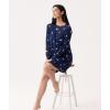 Bamboo Viscose Nightgowns for Women Long Sleeve Crew Neck Soft Sleepwear(Navy Christmas Puppy)