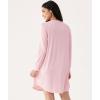 Bamboo Viscose Nightgowns for Women Long Sleeve Crew Neck Soft Sleepwear(Pink)