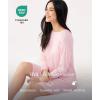 Bamboo Viscose Nightgowns for Women Long Sleeve Crew Neck Soft Sleepwear(Pink)