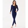 Bamboo Viscose Women’s Long Johns Sets Thermal Underwear Long Sleeve Base Layer(Navy)