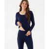 Bamboo Viscose Women’s Long Johns Sets Thermal Underwear Long Sleeve Base Layer(Navy)