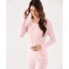 Bamboo Viscose Women’s Long Johns Sets Thermal Underwear Long Sleeve Base Layer(Pink)