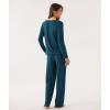 Bamboo Viscose Women’s Pajama Sets Long Sleeve V Neck Sleepwear(Ink Blue)