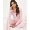 Bamboo Viscose Women’s Pajama Sets Long Sleeve V Neck Sleepwear(Pink)
