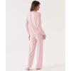 Bamboo Viscose Women’s Pajama Sets Long Sleeve V Neck Sleepwear(Pink)