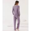 Bamboo Viscose Women’s Pajama Sets Long Sleeve V Neck Sleepwear(Violet)