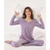 Bamboo Viscose Women’s Pajama Sets Long Sleeve V Neck Sleepwear(Violet)