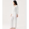 Bamboo Viscose Women’s Pajama Sets Long Sleeve V Neck Sleepwear(White)
