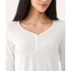 Bamboo Viscose Women’s Pajama Sets Long Sleeve V Neck Sleepwear(White)