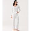 Bamboo Viscose Women’s Pajama Sets Long Sleeve V Neck Sleepwear(White)