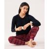 Bamboo Viscose Womens Pajamas Set, Long Sleeve Sleepwear Tops with Jogger Pants Pjs Sets(Black/Wine Red Plaid)