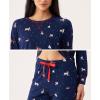 Bamboo Viscose Womens Pajamas Set, Long Sleeve Sleepwear Tops with Jogger Pants Pjs Sets(Navy Christmas Puppy)