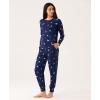 Bamboo Viscose Womens Pajamas Set, Long Sleeve Sleepwear Tops with Jogger Pants Pjs Sets(Navy Christmas Puppy)