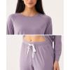 Bamboo Viscose Womens Pajamas Set, Long Sleeve Sleepwear Tops with Jogger Pants Pjs Sets(Violet)