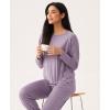 Bamboo Viscose Womens Pajamas Set, Long Sleeve Sleepwear Tops with Jogger Pants Pjs Sets(Violet)
