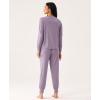 Bamboo Viscose Womens Pajamas Set, Long Sleeve Sleepwear Tops with Jogger Pants Pjs Sets(Violet)