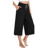 GYS Bamboo Viscose Capri Pants for Women Wide Leg Pajama Lounge Pants with Pockets Comfy Loose Cropped Yoga Pants(Black)