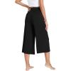 GYS Bamboo Viscose Capri Pants for Women Wide Leg Pajama Lounge Pants with Pockets Comfy Loose Cropped Yoga Pants(Black)