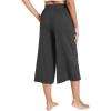 GYS Bamboo Viscose Capri Pants for Women Wide Leg Pajama Lounge Pants with Pockets Comfy Loose Cropped Yoga Pants(Dark Heather Grey)