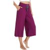 GYS Bamboo Viscose Capri Pants for Women Wide Leg Pajama Lounge Pants with Pockets Comfy Loose Cropped Yoga Pants(Dark Purple)