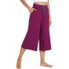 GYS Bamboo Viscose Capri Pants for Women Wide Leg Pajama Lounge Pants with Pockets Comfy Loose Cropped Yoga Pants(Dark Purple)