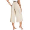 GYS Bamboo Viscose Capri Pants for Women Wide Leg Pajama Lounge Pants with Pockets Comfy Loose Cropped Yoga Pants(Heather Beige)