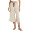 GYS Bamboo Viscose Capri Pants for Women Wide Leg Pajama Lounge Pants with Pockets Comfy Loose Cropped Yoga Pants(Heather Beige)