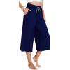 GYS Bamboo Viscose Capri Pants for Women Wide Leg Pajama Lounge Pants with Pockets Comfy Loose Cropped Yoga Pants(Navy)