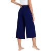 GYS Bamboo Viscose Capri Pants for Women Wide Leg Pajama Lounge Pants with Pockets Comfy Loose Cropped Yoga Pants(Navy)