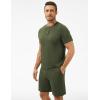 GYS Bamboo Viscose Men’s Pajama Sets Short Sleeve Tops with Shorts 2 Pieces Sleep Set(Army Green)