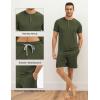GYS Bamboo Viscose Men’s Pajama Sets Short Sleeve Tops with Shorts 2 Pieces Sleep Set(Army Green)