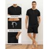 GYS Bamboo Viscose Men’s Pajama Sets Short Sleeve Tops with Shorts 2 Pieces Sleep Set(Black)