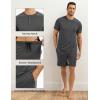 GYS Bamboo Viscose Men’s Pajama Sets Short Sleeve Tops with Shorts 2 Pieces Sleep Set(Black Melange)