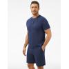 GYS Bamboo Viscose Men’s Pajama Sets Short Sleeve Tops with Shorts 2 Pieces Sleep Set(Deep Blue)