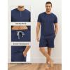 GYS Bamboo Viscose Men’s Pajama Sets Short Sleeve Tops with Shorts 2 Pieces Sleep Set(Deep Blue)