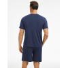 GYS Bamboo Viscose Men’s Pajama Sets Short Sleeve Tops with Shorts 2 Pieces Sleep Set(Deep Blue)