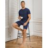 GYS Bamboo Viscose Men’s Pajama Sets Short Sleeve Tops with Shorts 2 Pieces Sleep Set(Deep Blue)
