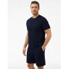 GYS Bamboo Viscose Men’s Pajama Sets Short Sleeve Tops with Shorts 2 Pieces Sleep Set(Navy)